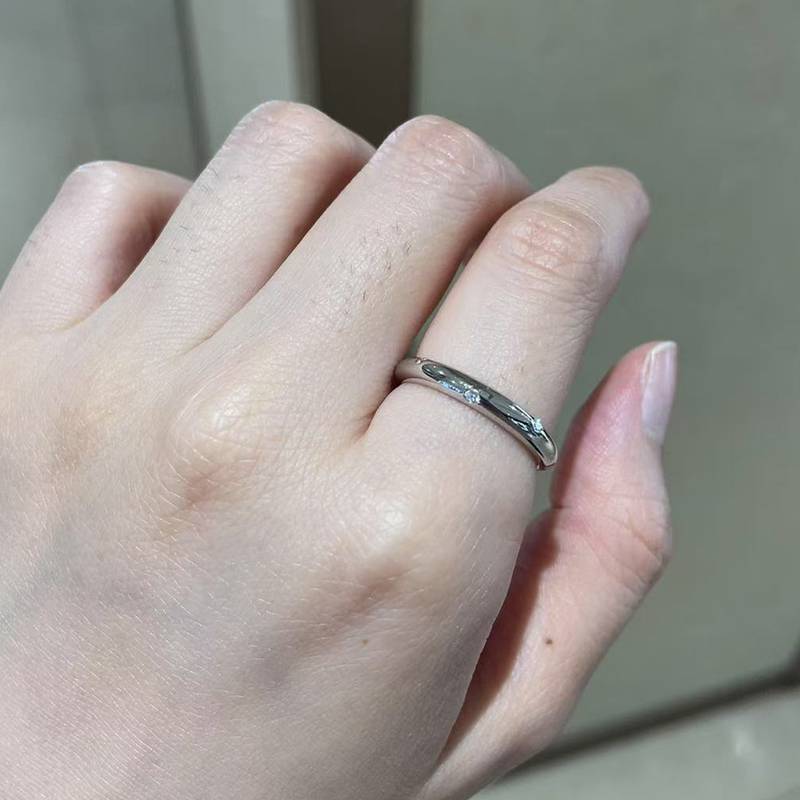 简约Women's RingS925银镀白金定制选款副石Moissanite0.14ct